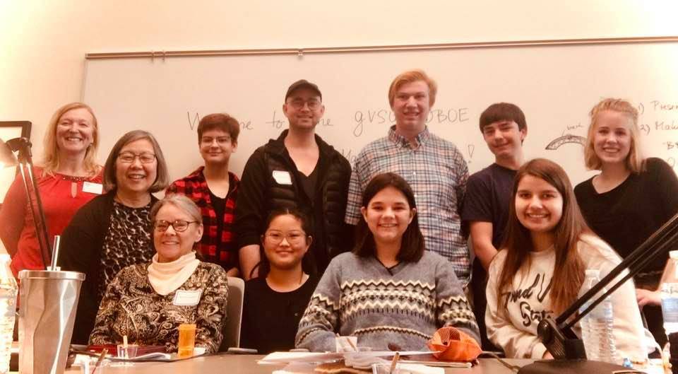 A group photo from the GVSU Reed Making Day 2021